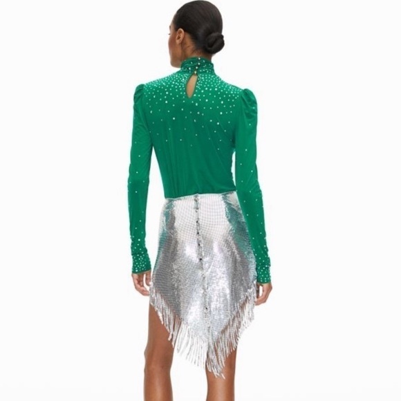 RARE Paco Rabanne Green/crystal Blouse Top - Picture 7 of 11